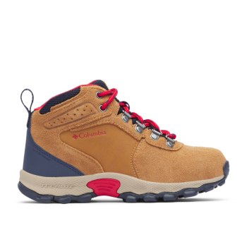 Columbia Newton Ridge Suede Wide, Botas Azules Rojos Para Niña | 874936-ALP